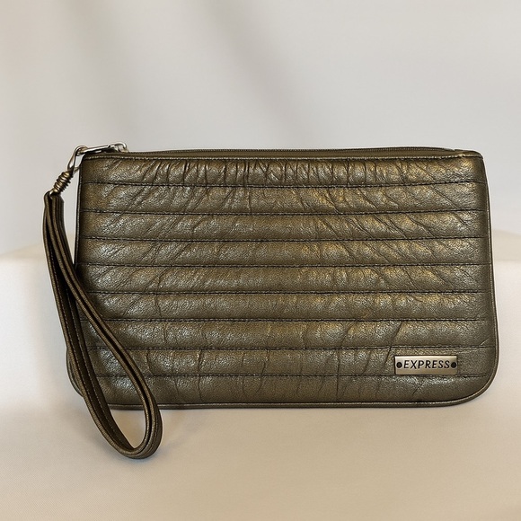 Express Metallic Quilted Wristlet Clutch - Picture 1 of 5
